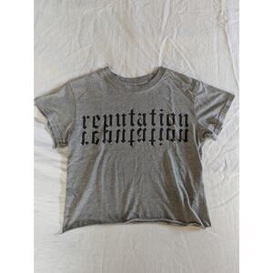 Taylor Swift Size S Reputation T-Shirt Gray Crop Swiftie Eras Tour